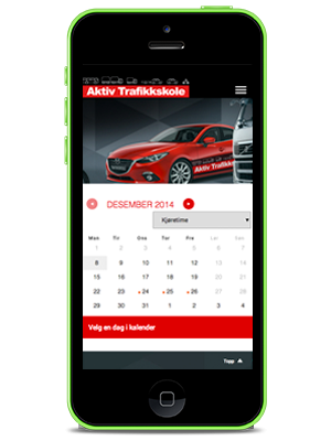 Vi har online bookingkalender for bestilling av kurs og kjøretimer tilpasset mobil