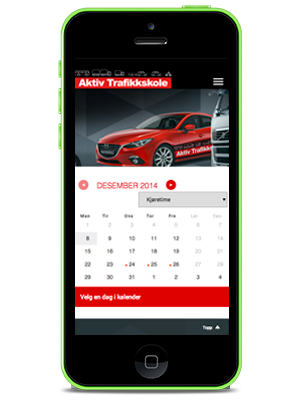 Vi har online bookingkalender for bestilling av kurs og kjøretimer tilpasset mobil